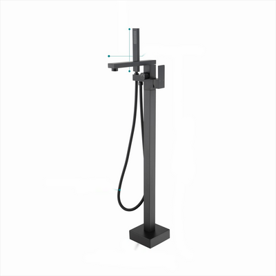 Floor Mount Bathroom Faucets Brass Single Handle with Hand Shower