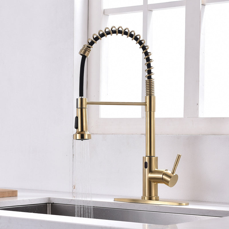 Single Handle Touch Pull Down Sprayer Kitchen Faucet with Deckplate and 360℃ Rotation