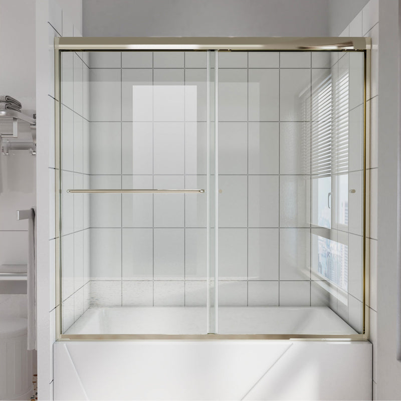 56inch - 60inch W x 58inch H Single Sliding Frameless Tub Door with Clear Glass