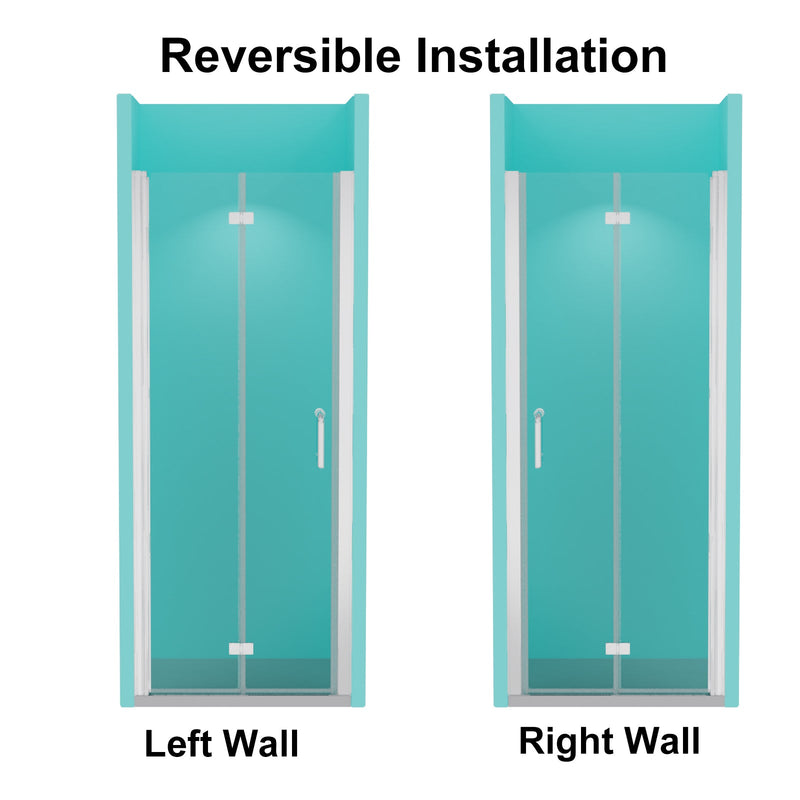 32inch W x 72inch H Semi-Frameless Hinged Bi-Fold Shower Door in Chrome