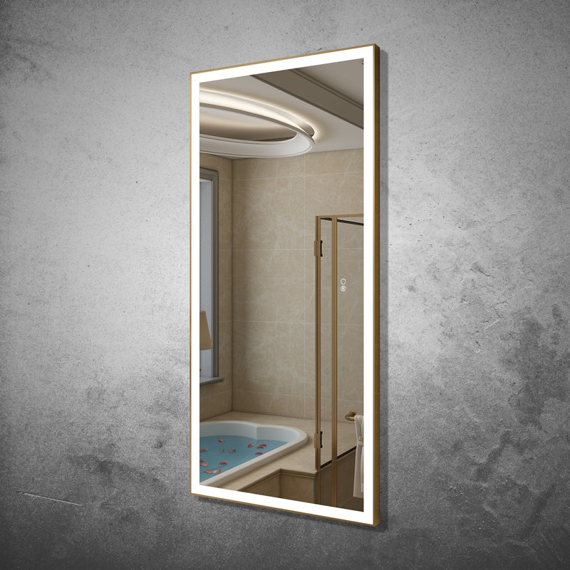 60 in. W x 28 in. H Aluminium Framed Rectangular LED Light Bathroom Vanity Mirror