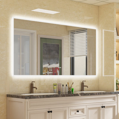 72 in. W x 36 in. H Rectangular Frameless Anti-Fog LED Light Dimmable Wall Mount Premium Bathroom Vanity Mirror