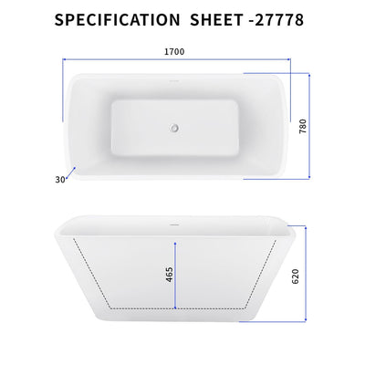 31-in W x 67-in L White Acrylic Freestanding Soaking Bathtub