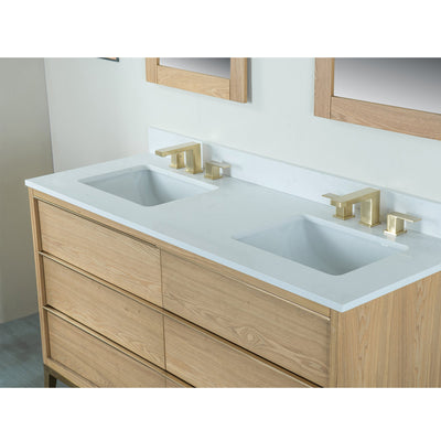 60 in. W x 22 in. D x 35 in. H Bathroom Vanity in Light Oak with Carrara White Quartz Vanity Top