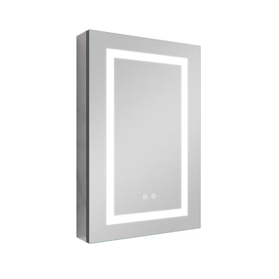 20-in x 30-in Lighted LED Surface/Recessed Mount Silver Mirrored Rectangle Medicine Cabinet with Outlet left Side