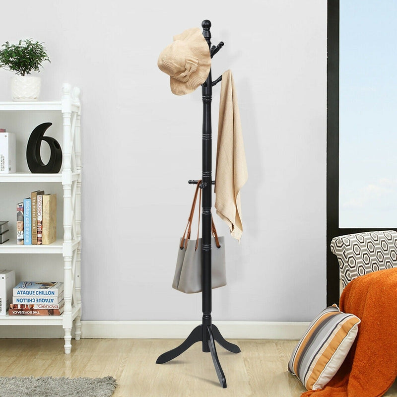 Adjustable Free Standing Wooden Coat Rack