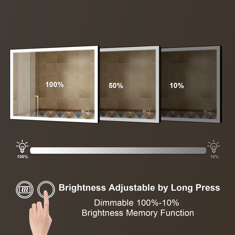 40 in. W x 32 in. H Aluminium Framed Rectangular LED Light Bathroom Vanity Mirror