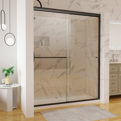 60 in. W x 70 in. H Sliding Framed Shower Door Finish with Clear Glass