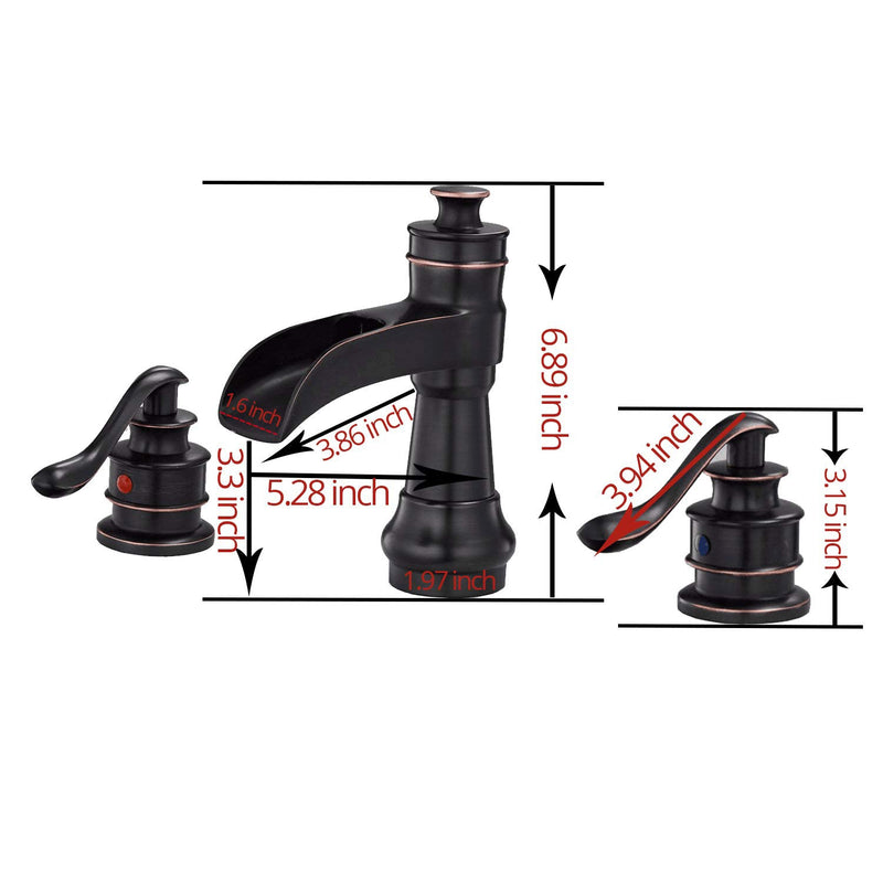 8 in. Waterfall Widespread 2-Handle Bathroom Faucet With Pop-up Drain Assembly