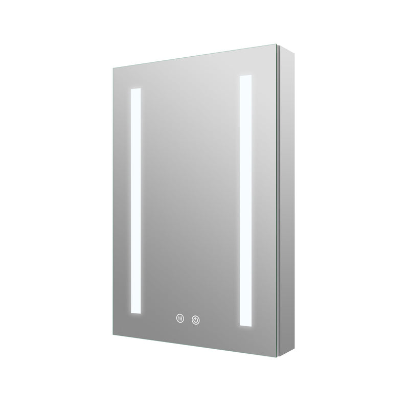 20-in x 30-in Lighted LED Surface/Recessed Mount Mirrored Rectangle Medicine Cabinet with Outlet Right Side