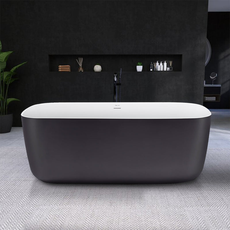 28-in W x 59-in L Gloss  Acrylic Oval Freestanding Soaking Bathtub