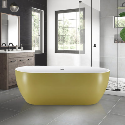28-in W x 59-in L with Polished Chrome Trim Acrylic Oval Freestanding Soaking Bathtub