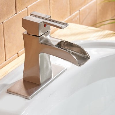 Single Handle Single Hole Bathroom Faucet Pop-Up Drain Included and Supply Line