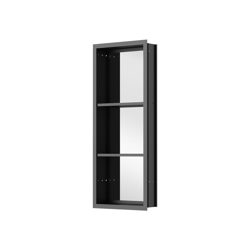 44 in. x 30 in. Black Aluminum Medicine Cabinet with Mirror and LED Light