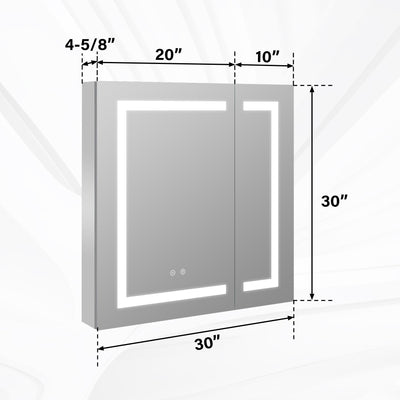 30-in x 30-in Lighted LED Surface/Recessed Mount Aluminum Mirrored Rectangle Medicine Cabinet with Outlet