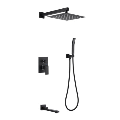 Wall Mounted Shower System with Tub Spout and HandHeld Shower