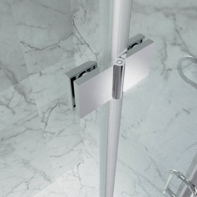 30inch W x 72inch H Folding Shower Door Semi-Frameless Hinged Chrome Shower Door with Handle