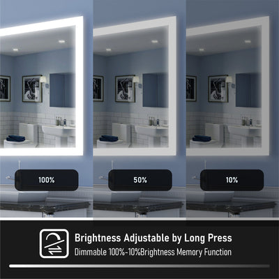 72 in. W x 36 in. H Rectangular Frameless Anti-Fog LED Illuminated Dimmable Wall Mount Premium Bathroom Vanity Mirror