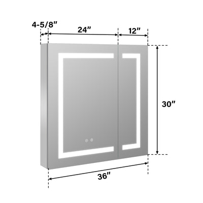 36-in x 30-in Lighted LED Surface/Recessed Mount Aluminum Mirrored Rectangle Medicine Cabinet with Outlet