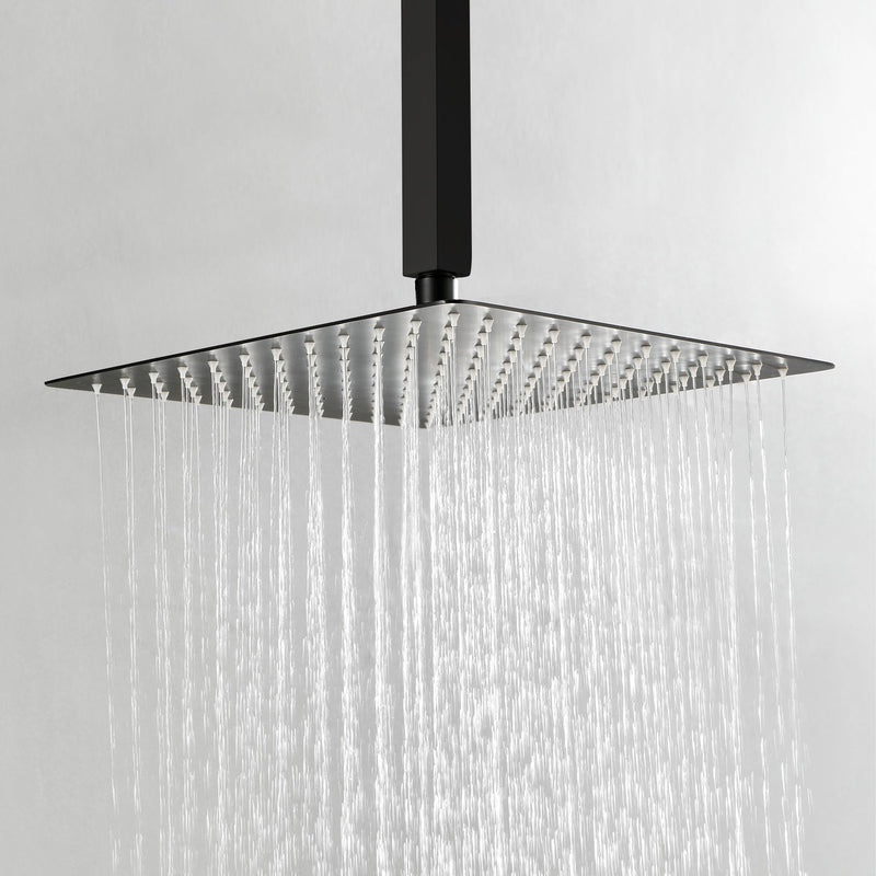 Concealed Valve Shower System Brushed Nickel Dual Head Waterfall Built-In Shower System