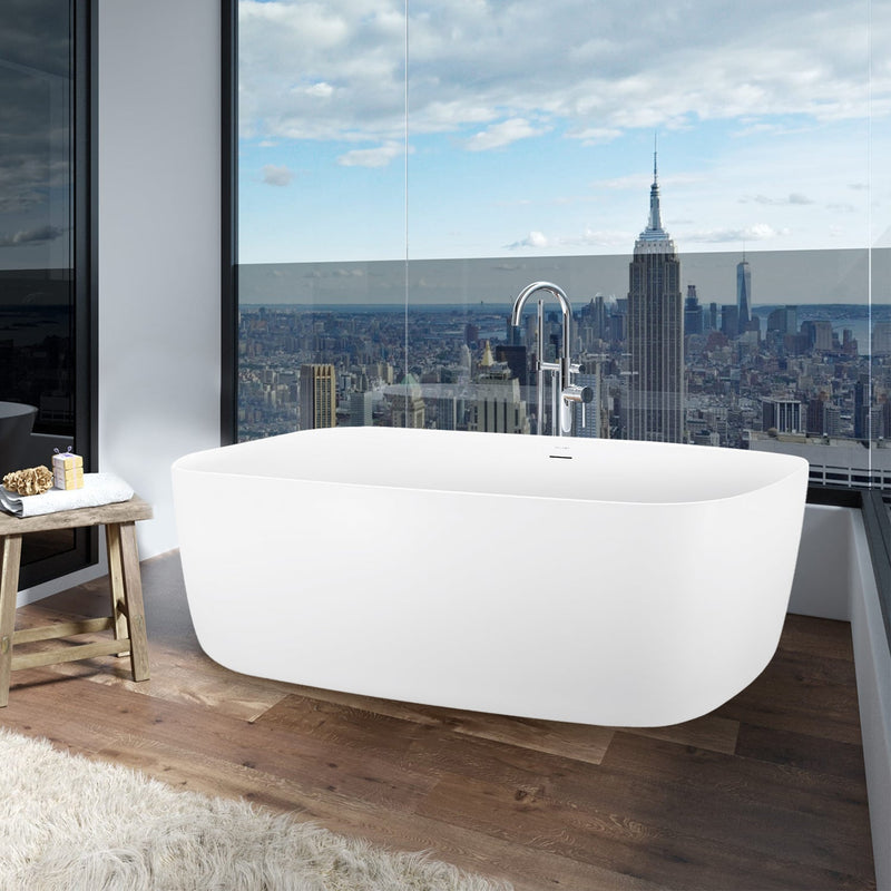 28-in W x 59-in L Gloss  Acrylic Oval Freestanding Soaking Bathtub