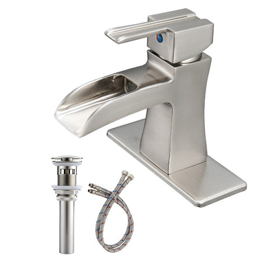 Single Handle Single Hole Bathroom Faucet Pop-Up Drain Included and Supply Line