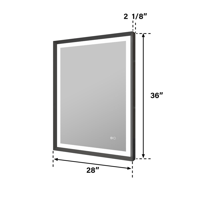 28 in. W x 36 in. H Aluminium Framed Front and Back LED Light Bathroom Vanity Mirror