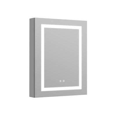 24-in x 30-in Lighted LED Surface/Recessed Mount Silver Mirrored Rectangle Medicine Cabinet with Outlet left Side