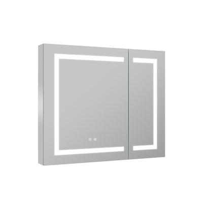 36-in x 30-in Lighted LED Surface/Recessed Mount Aluminum Mirrored Rectangle Medicine Cabinet with Outlet