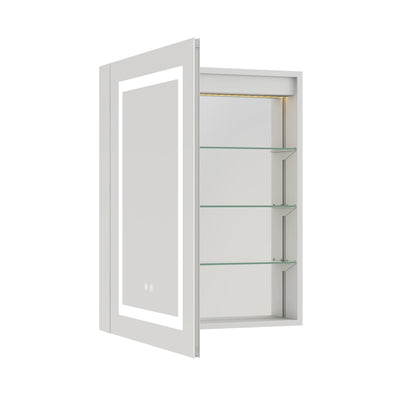 24-in x 30-in Lighted LED Surface/Recessed Mount Silver Mirrored Rectangle Medicine Cabinet with Outlet left Side