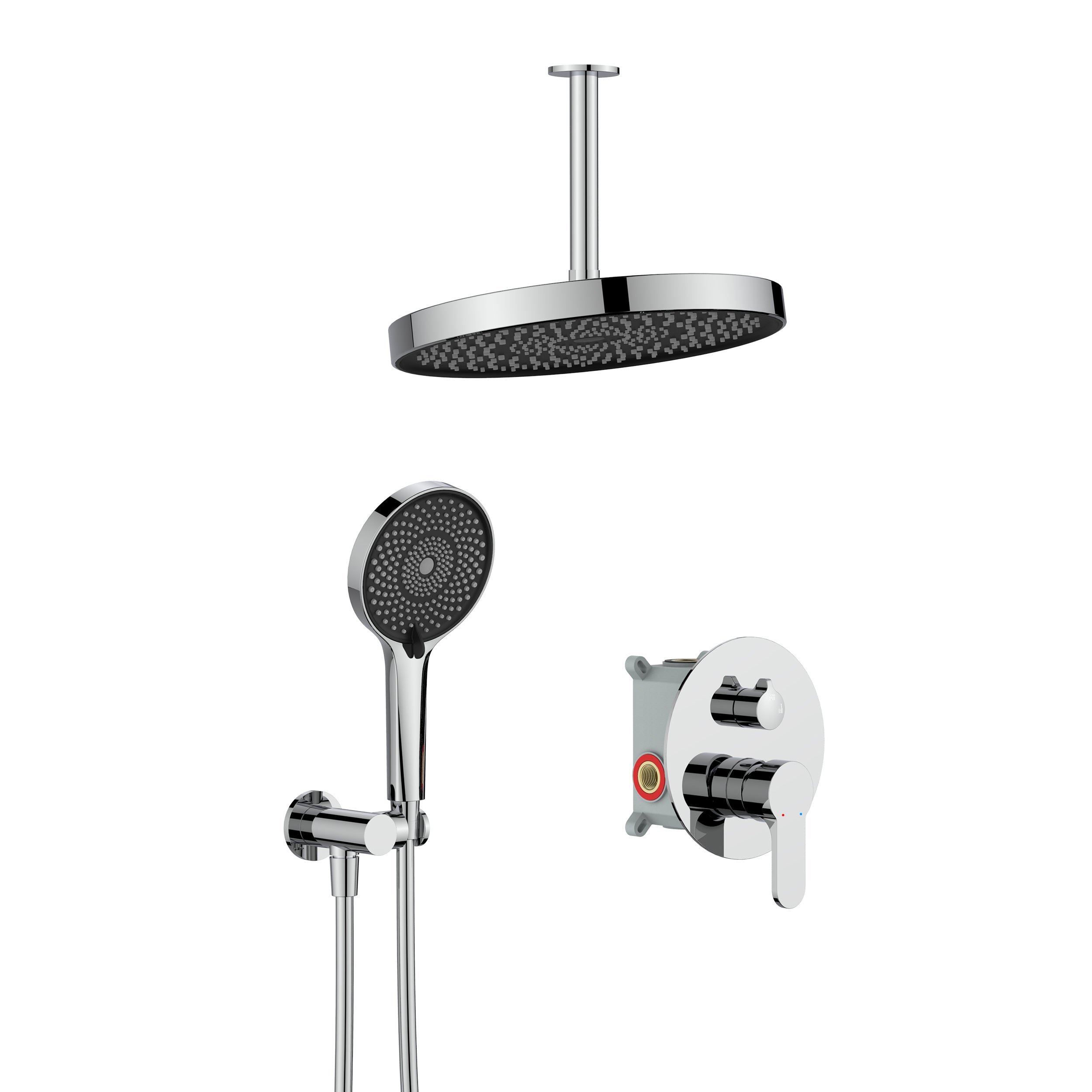 Wall-Mounted Ceiling Round Shower Set with 3 Spray Patterns – Forclover