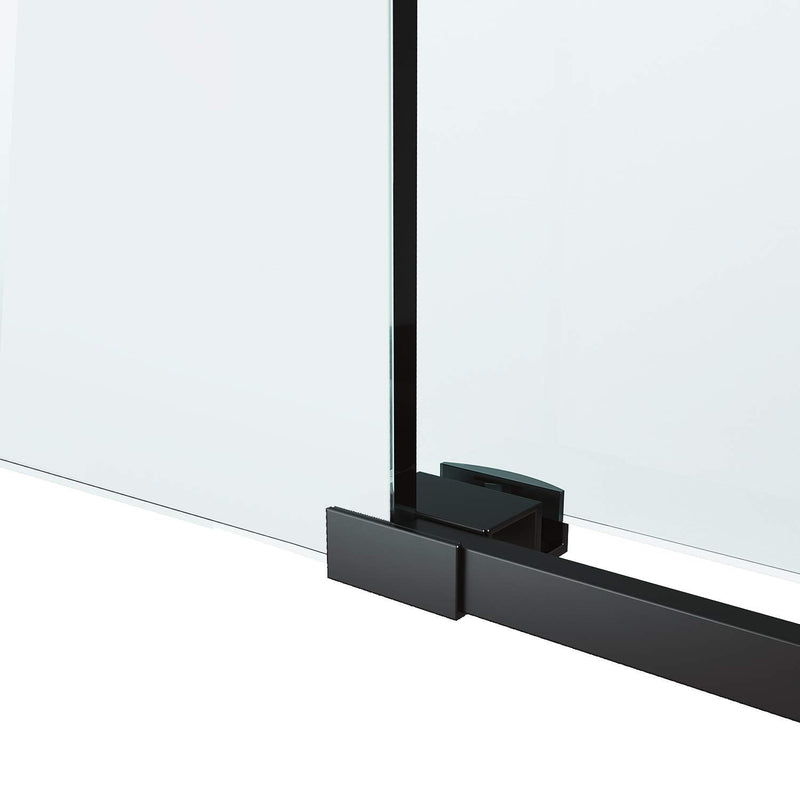 60-in W x 76-in H Double Frameless Bypass/Sliding Black Standard Sliding Shower Door (Tempered Glass)