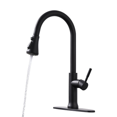 Single Handle Pull Down Sprayer Kitchen Faucet with 360℃ Rotation in Matte Black