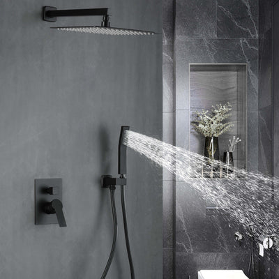 12 in. 2-Spray Patterns with 1.8 GPM  Wall Mount Dual Shower Heads with Hand Shower