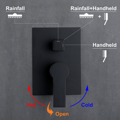 12 in. 2-Spray Patterns with 1.8 GPM  Wall Mount Dual Shower Heads with Hand Shower