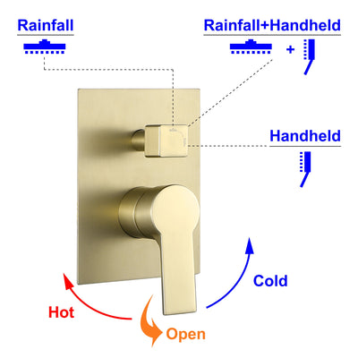 12 in. 2-Spray Patterns with 1.8 GPM  Wall Mount Dual Shower Heads with Hand Shower