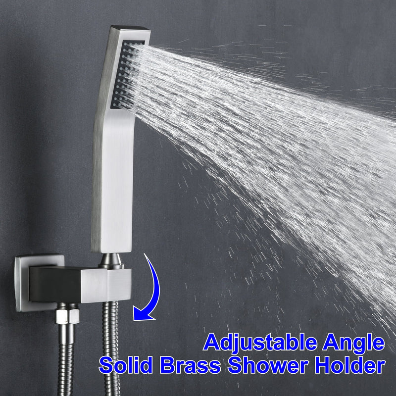 12 in. 2-Spray Patterns with 1.8 GPM  Wall Mount Dual Shower Heads with Hand Shower