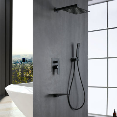 12 in. 3-Spray Patterns with 1.8 GPM Wall Mount Dual Shower Heads with Waterfall Spout