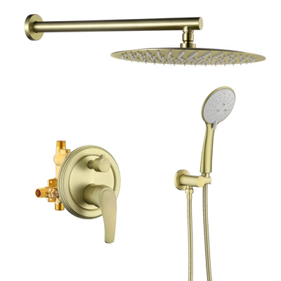 12 in. 2-Spray Patterns with 1.8 GPM Wall Mount Dual Shower Heads with Hand Shower