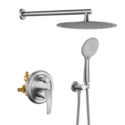 12 in. 2-Spray Patterns with 1.8 GPM Wall Mount Dual Shower Heads with Hand Shower