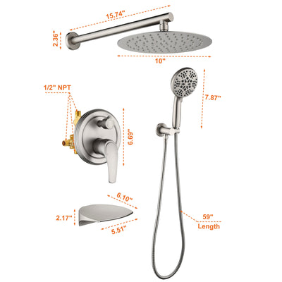 Single-Handle 3-Spray Round High Pressure Shower Faucet Set