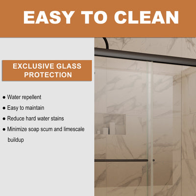 60 in. W x 70 in. H Sliding Framed Shower Door Finish with Clear Glass