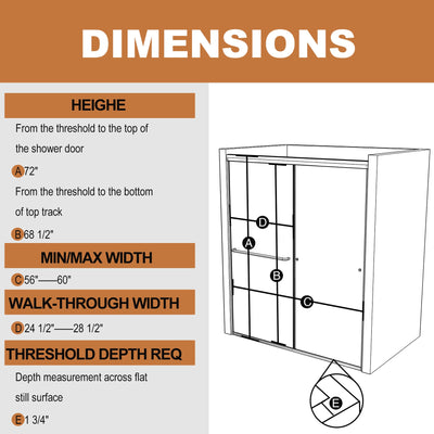 60 in. W x 70 in. H Sliding Framed Shower Door Finish with Clear Glass