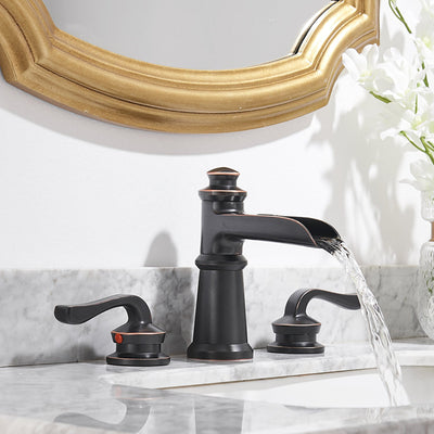 8 in. Widespread Retro Double Handle Bathroom Faucet with Pop-up Drain in Oil Rubbed Bronze