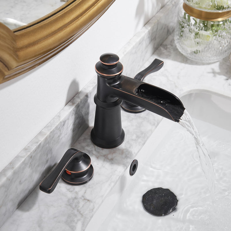8 in. Widespread Retro Double Handle Bathroom Faucet with Pop-up Drain in Oil Rubbed Bronze