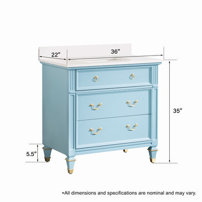 36-in Single Sink Solid Wood Bathroom Vanity with White Quartz Top