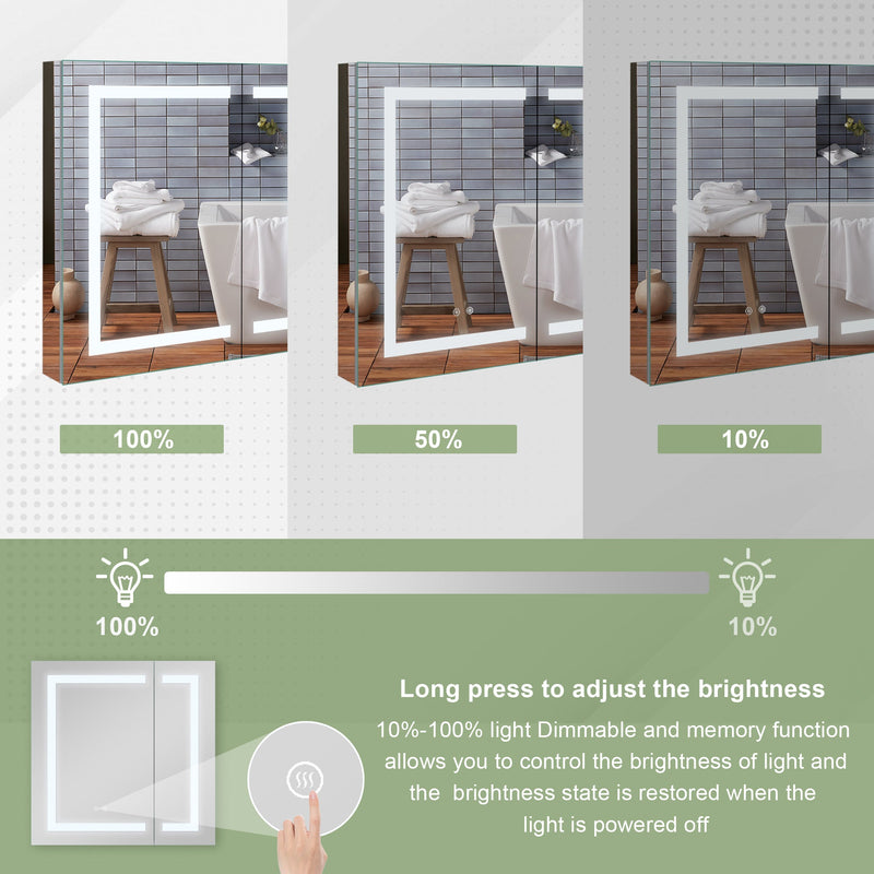 36-in x 30-in Lighted LED Surface/Recessed Mount Aluminum Mirrored Rectangle Medicine Cabinet with Outlet