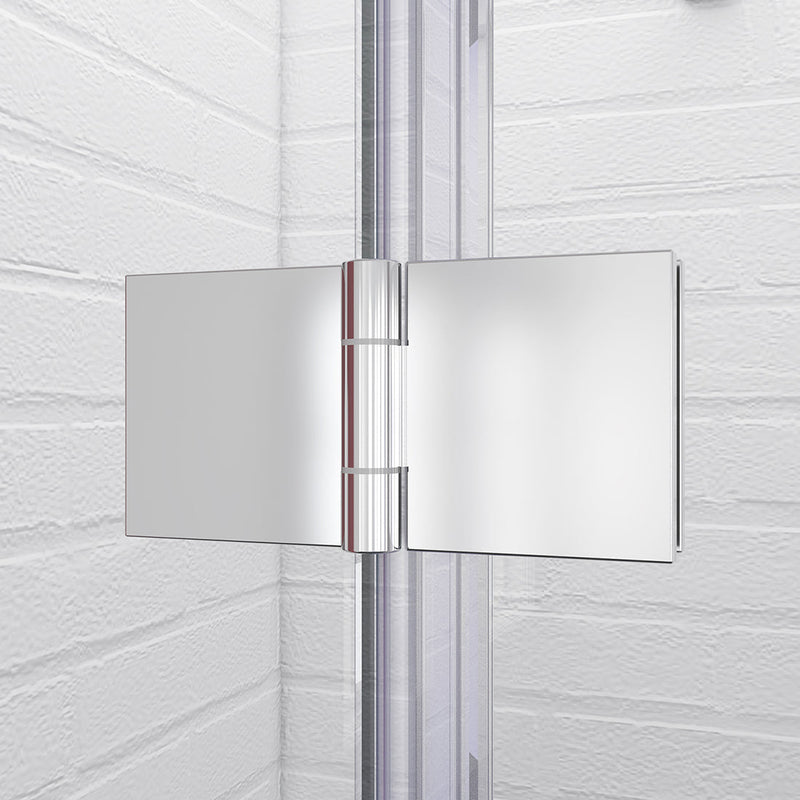 Bathtub 30 in. x 72 in. Semi-Frameless Bi-Fold Pivot Shower Glass Door, Clear Glass with Handle, Chrome