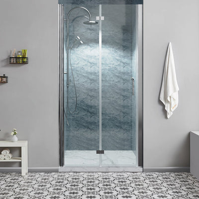 36inch W x 72inch H Bifold Semi-Frameless Swing Shower Door in Chrome