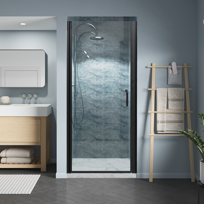 32inch x 72inch Pivot Shower Door Matte Black Frosted Glass Shower Door with Handle